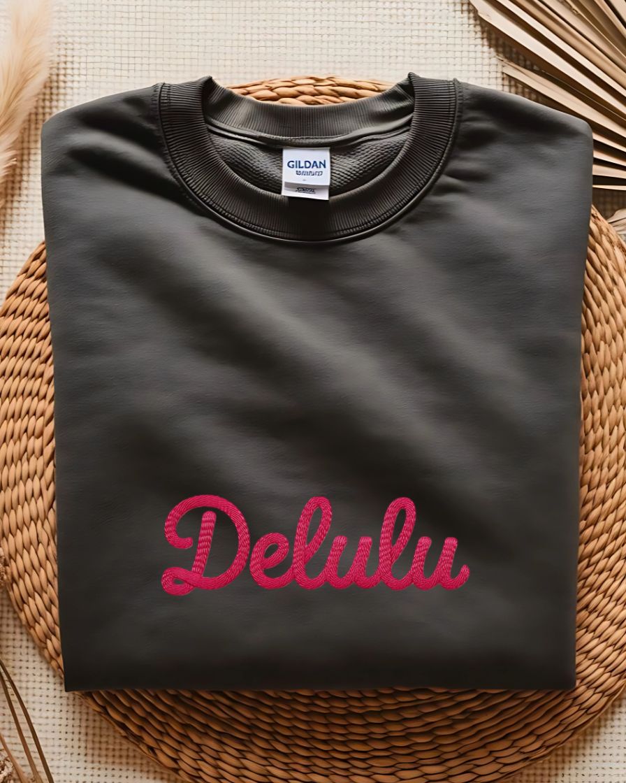 Funny Delulu internet slang sweatshirt