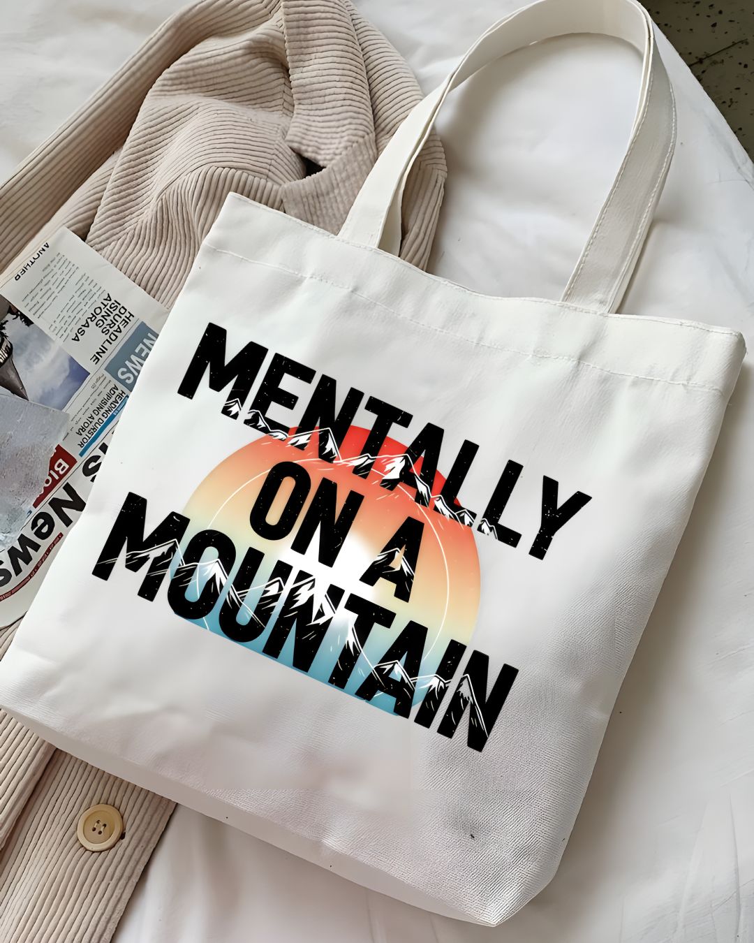 Mentally on Mountain Funny Wellness Tote Bag