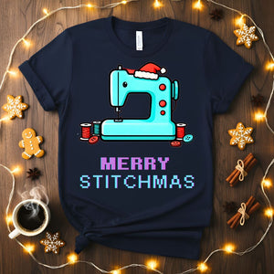 Merry Stitchmas Meme Funny T-Shirt with Stitch in Santa hat