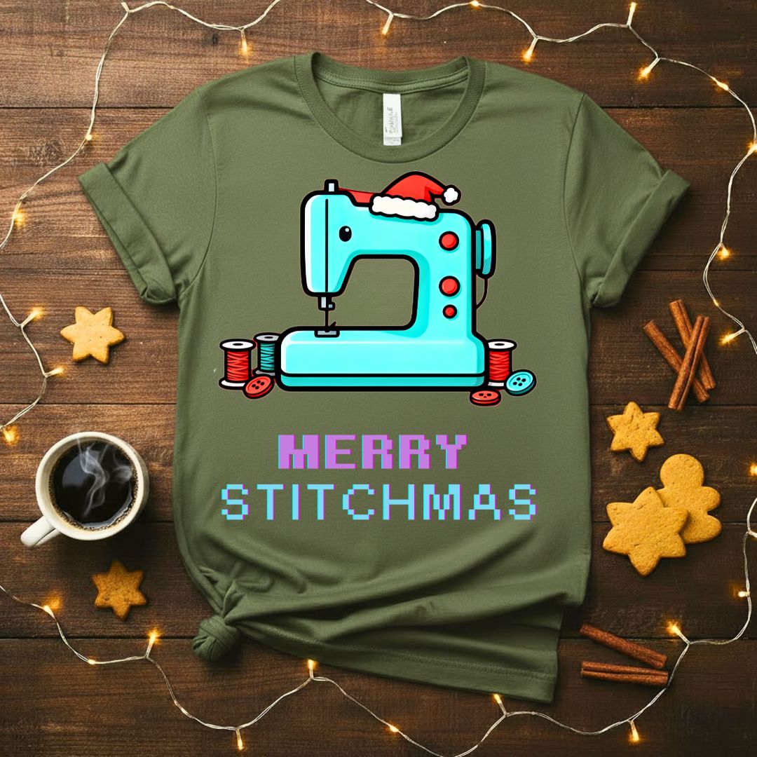 Merry Stitchmas Meme Funny T-Shirt with Stitch in Santa hat