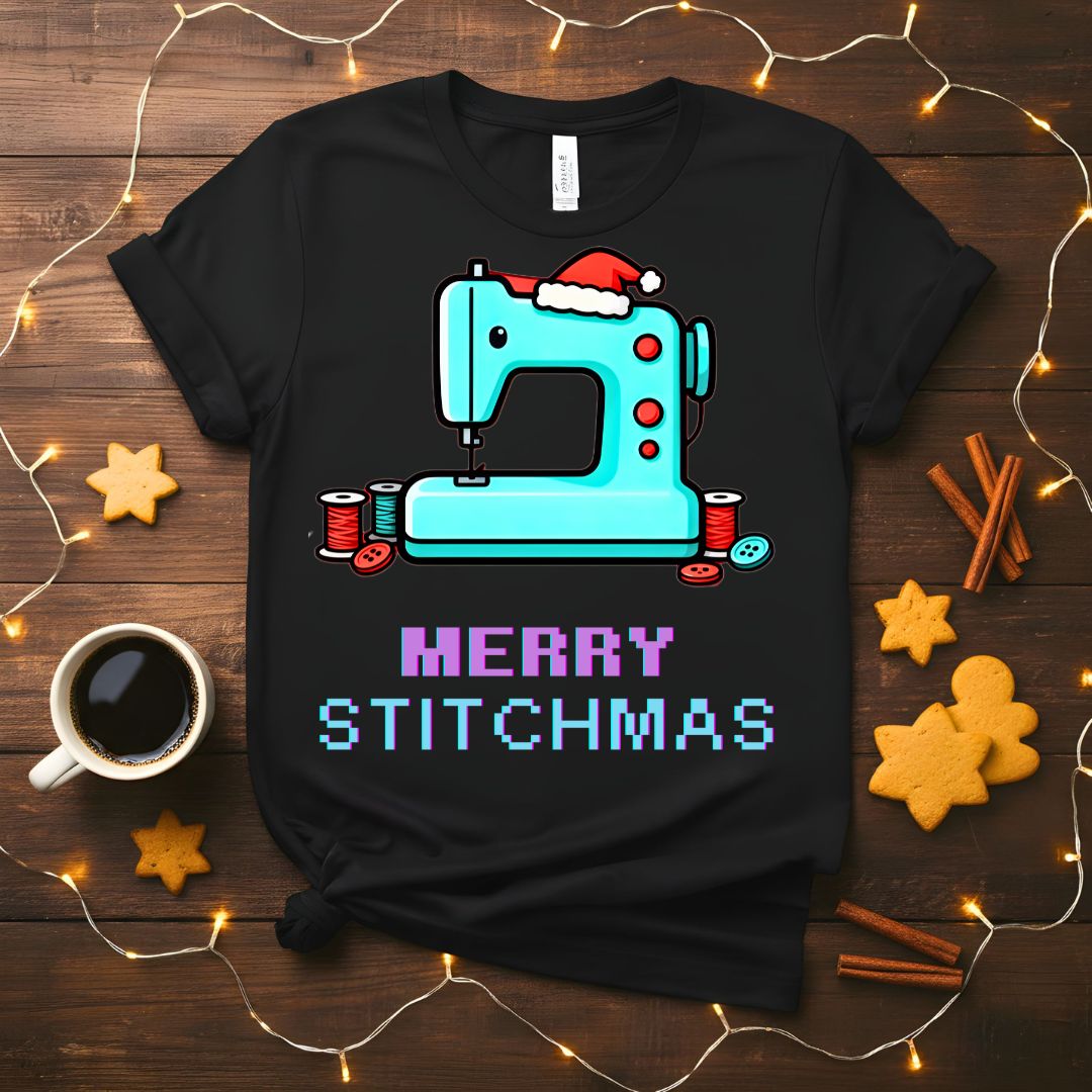 Merry Stitchmas Meme Funny T-Shirt with Stitch in Santa hat