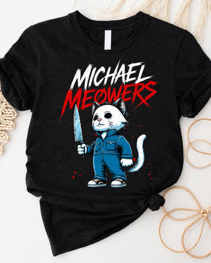 Michael meowers horror cat t-shirt with creepy cat version of michael myers