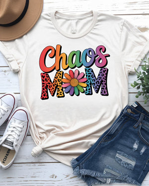 Mom wearing Chaos Mom Tee from Memez Store