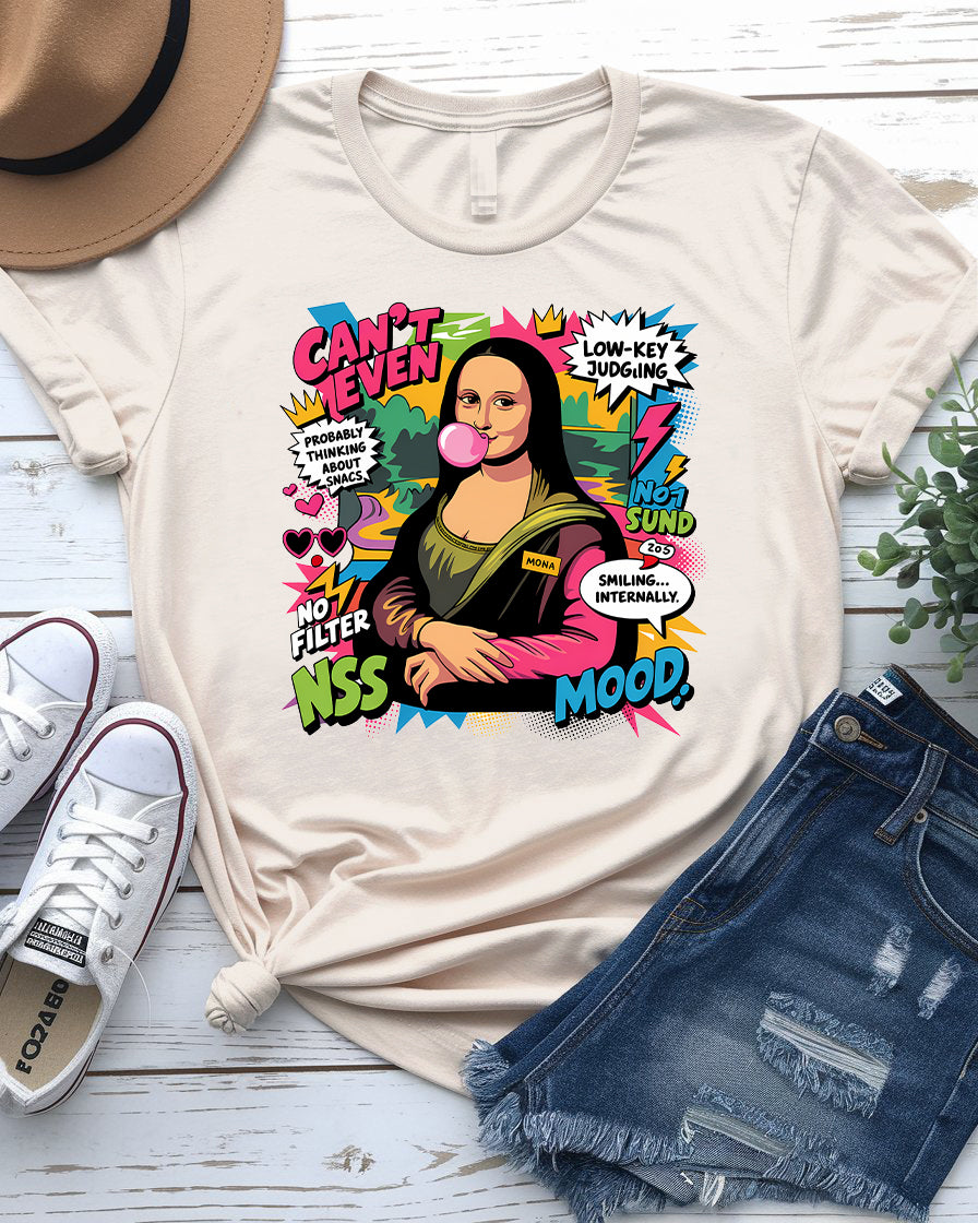 Mona Lisa funny meme tee with graphic print