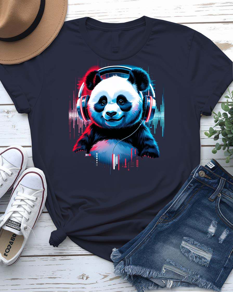 “Music Panda EDM Colors Funny Tee – Memez Store front angle”