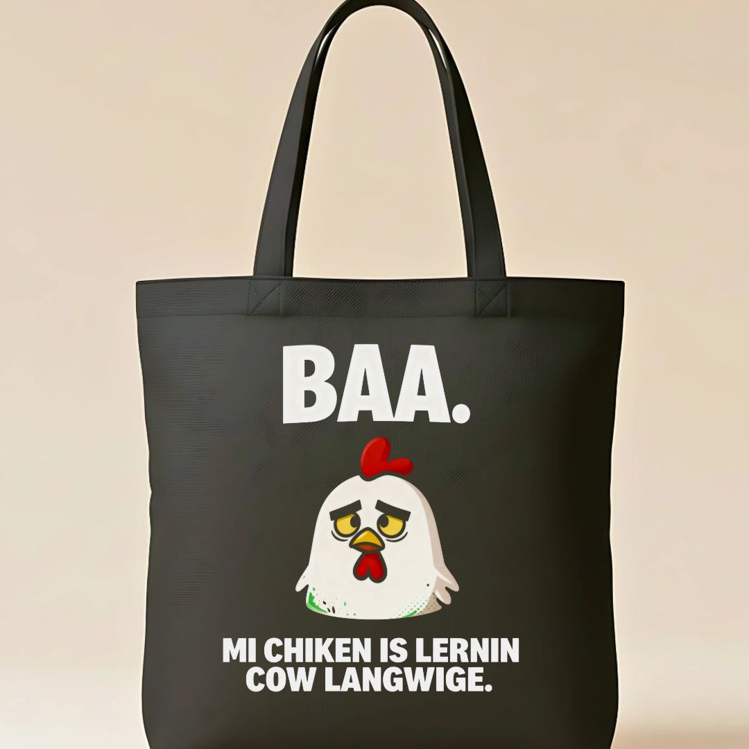 My Chicken Is Leaning Language Meme Tote Bag