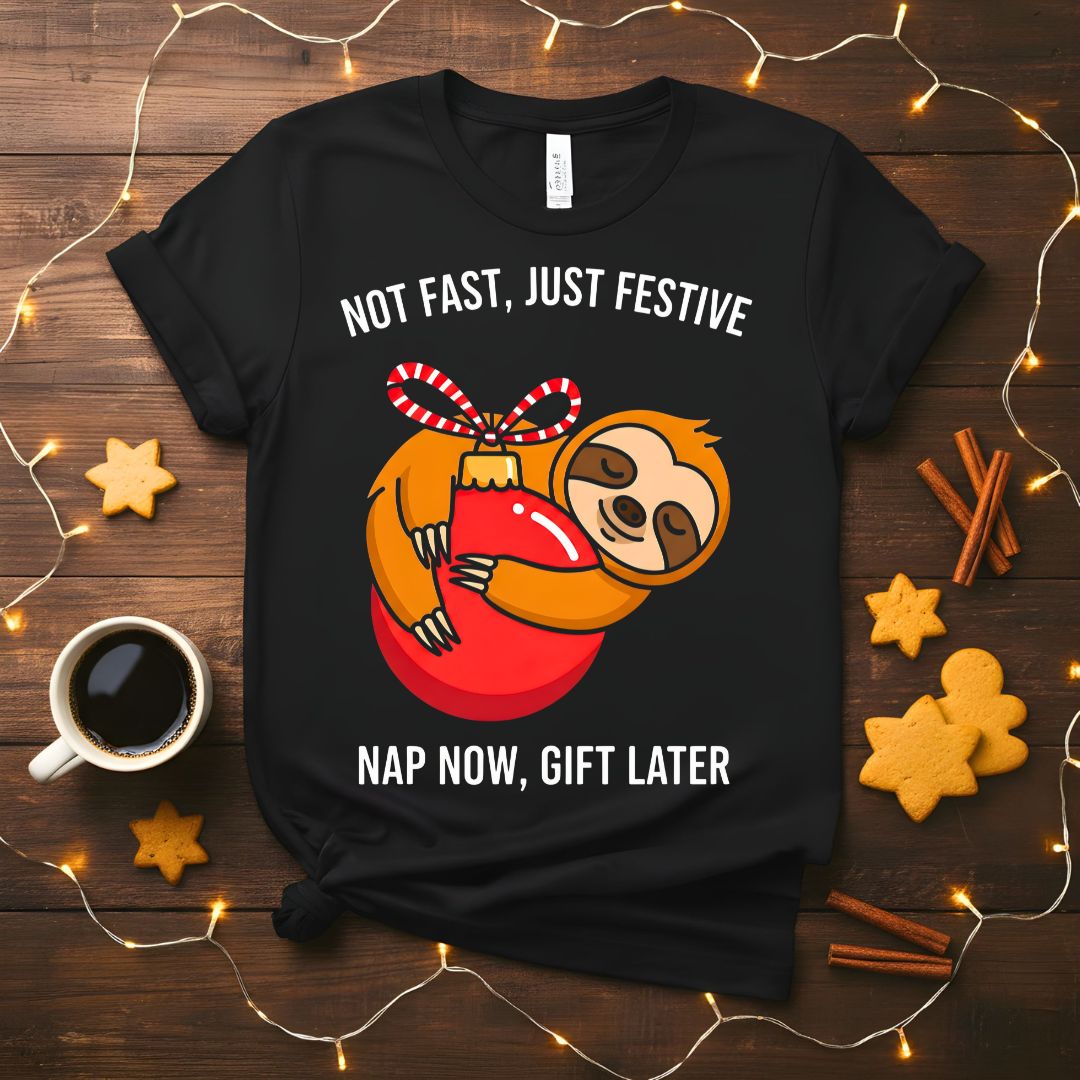 Nap Now Gift Later funny animal Christmas procrastinator t-shirt