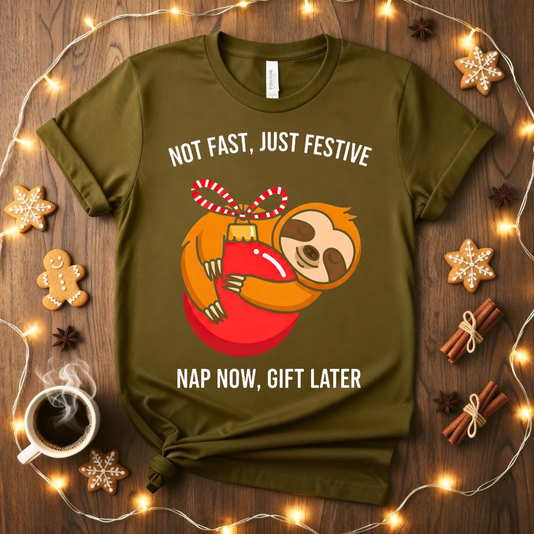 Nap Now Gift Later funny animal Christmas procrastinator t-shirt