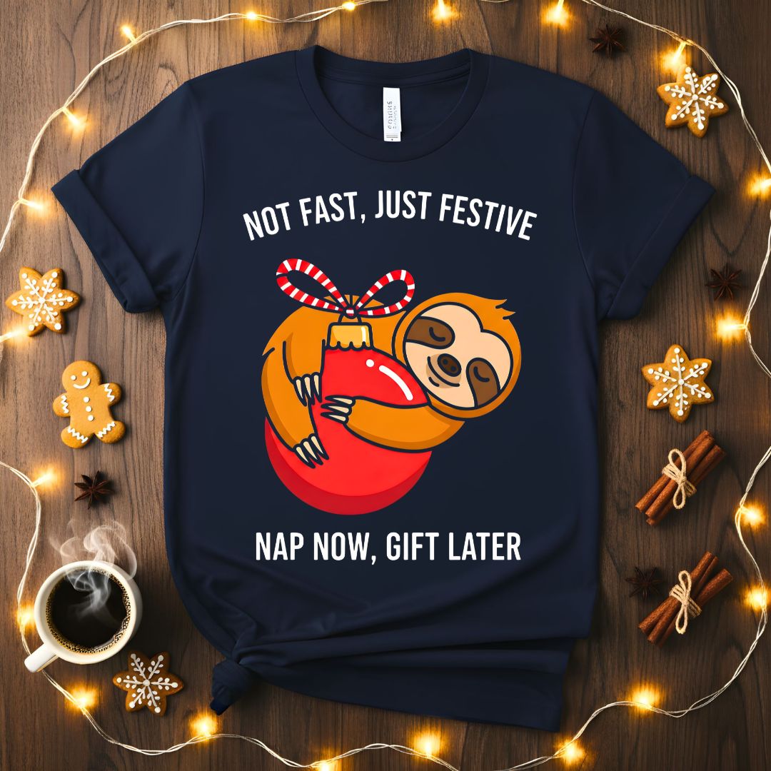 Nap Now Gift Later funny animal Christmas procrastinator t-shirt