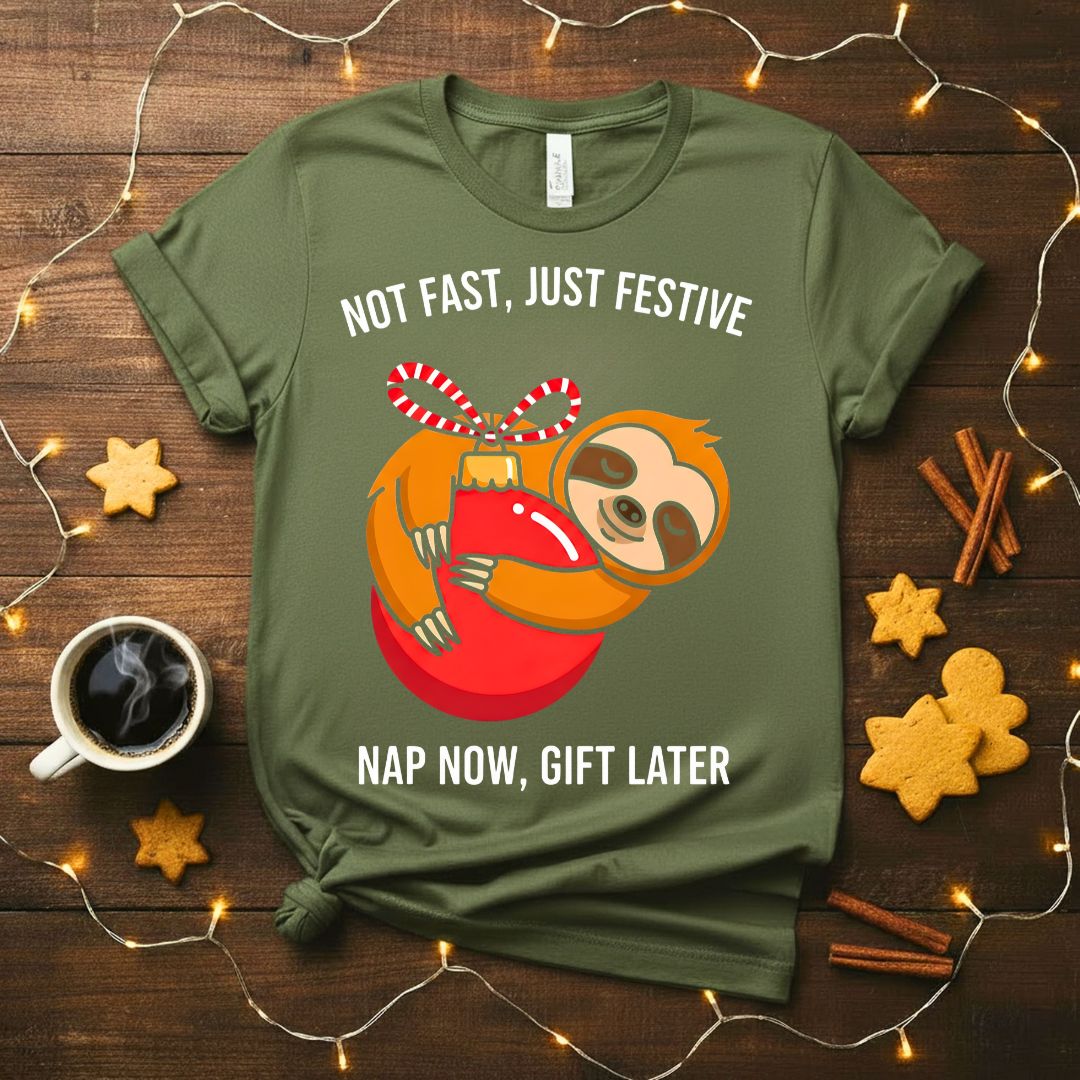 Nap Now Gift Later funny animal Christmas procrastinator t-shirt