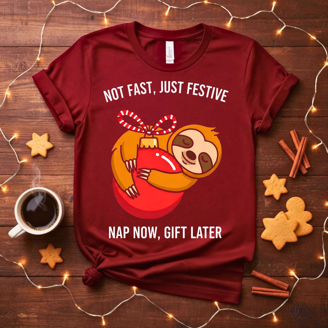 Nap Now Gift Later funny animal Christmas procrastinator t-shirt