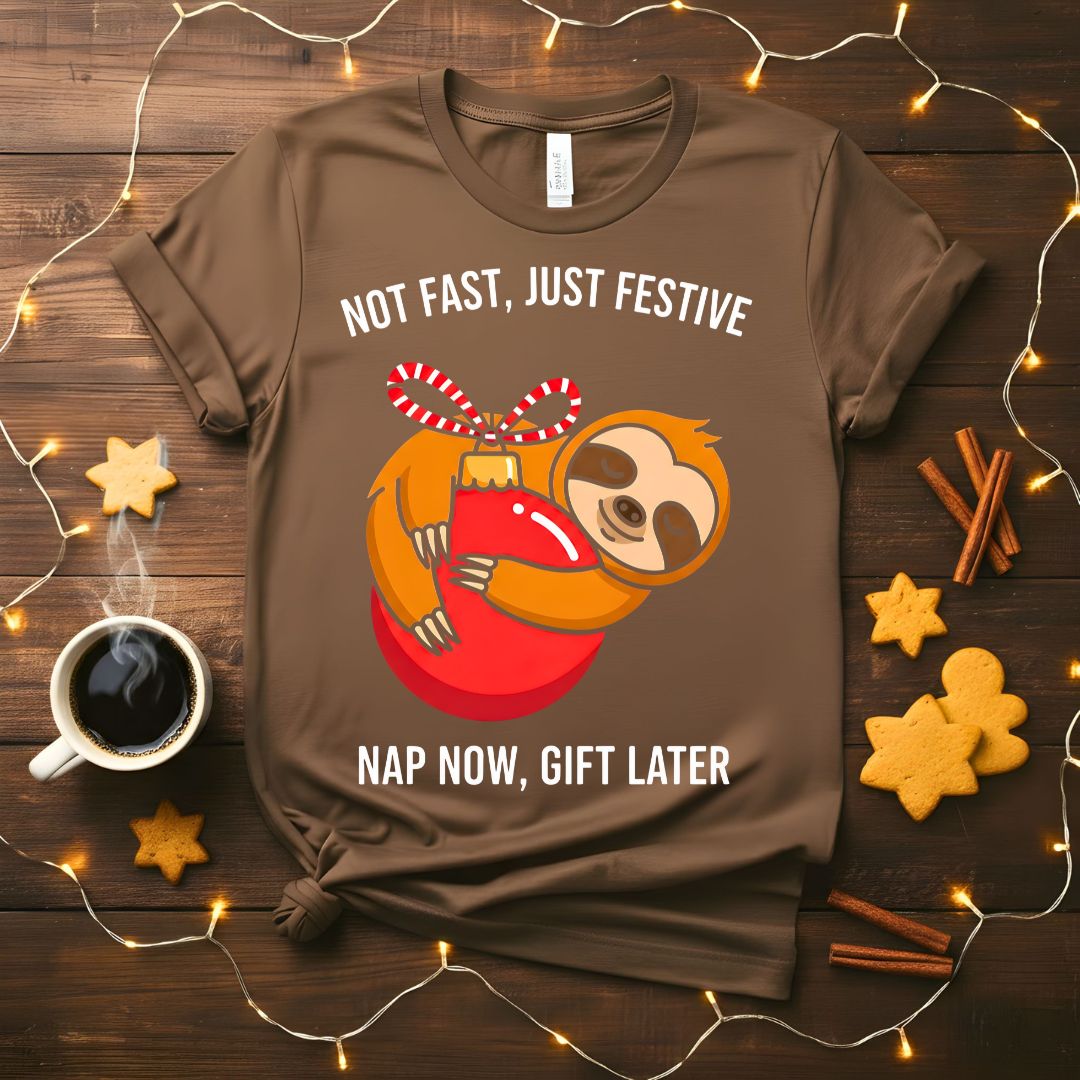 Nap Now Gift Later funny animal Christmas procrastinator t-shirt