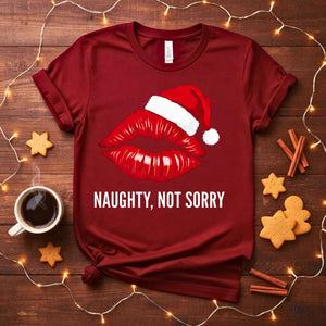 Naughty Not Sorry Funny Sassy Christmas T-Shirt