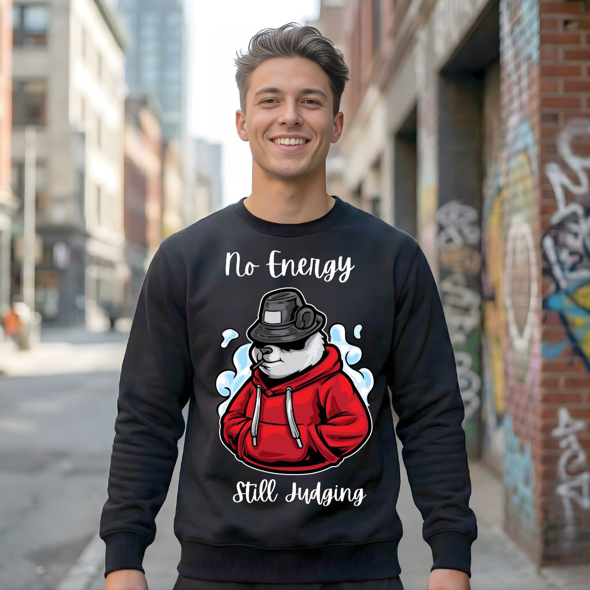 Urban graphic No Energy unisex crewneck sweatshirt