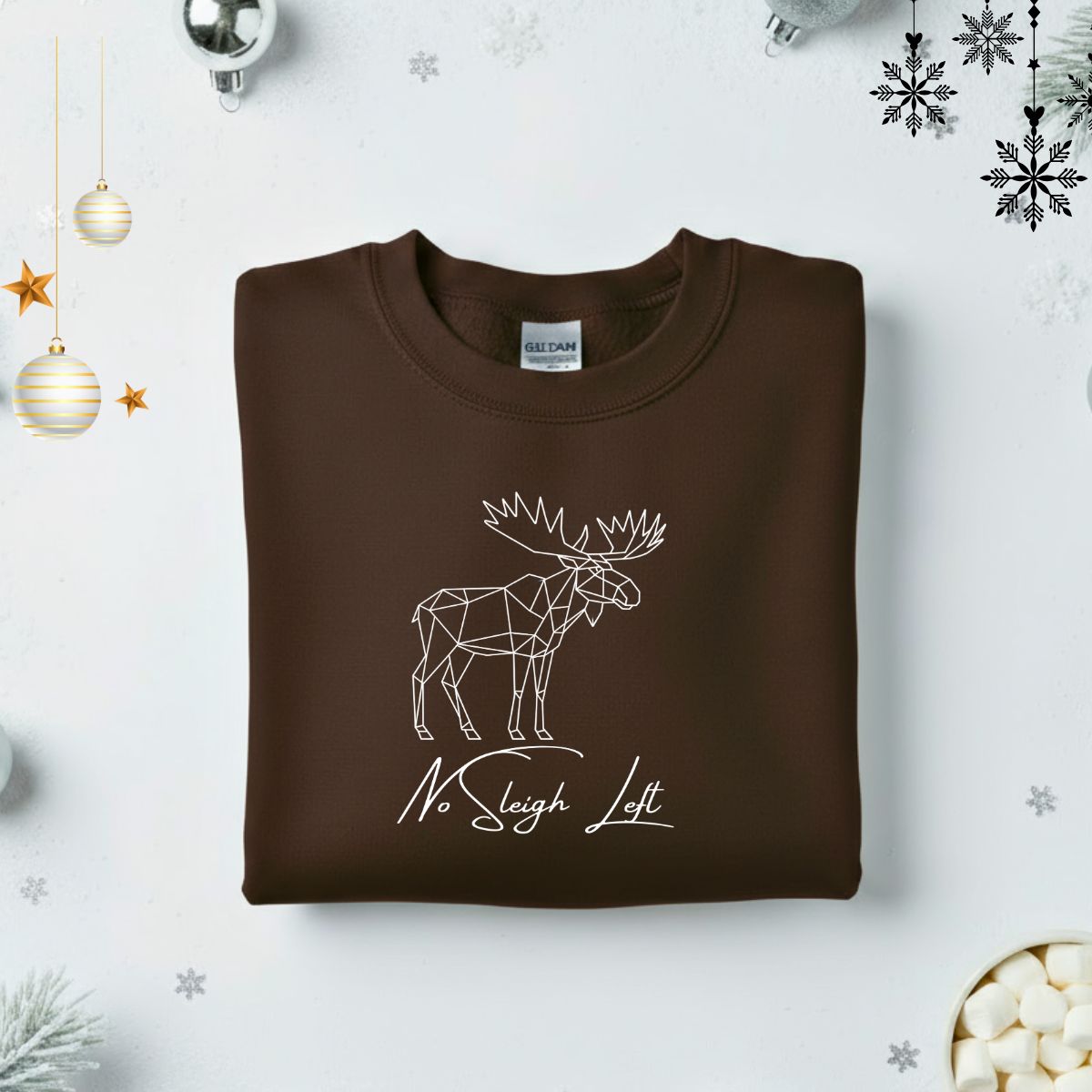 No Sleigh Embroidered Sweatshirt – minimalist funny Christmas fleece pullover, embroidered holiday meme apparel by Memez.Store