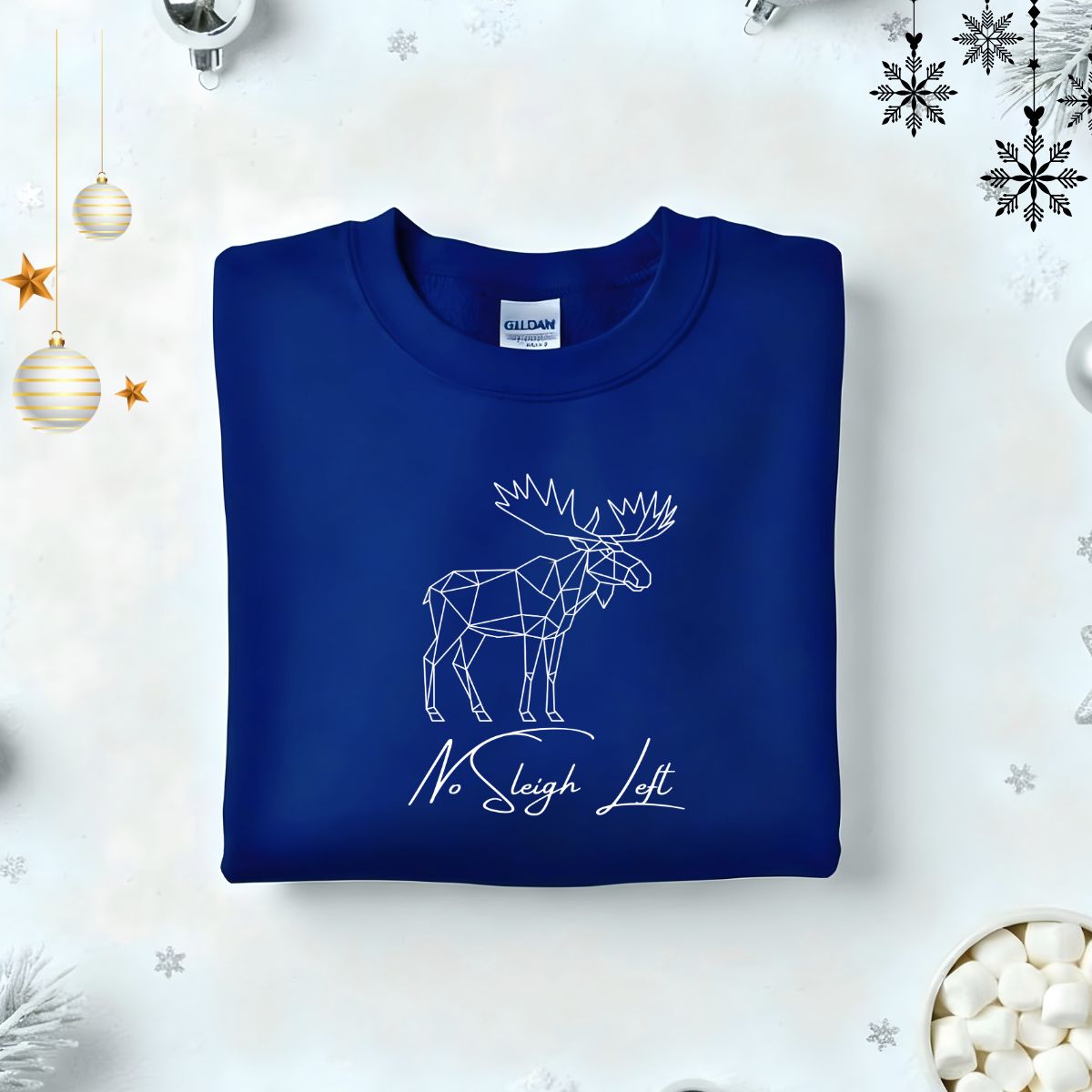 No Sleigh Embroidered Sweatshirt – minimalist funny Christmas fleece pullover, embroidered holiday meme apparel by Memez.Store