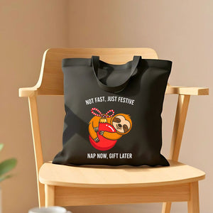 Not Fast Just Festive Tote Bag with holiday humor design