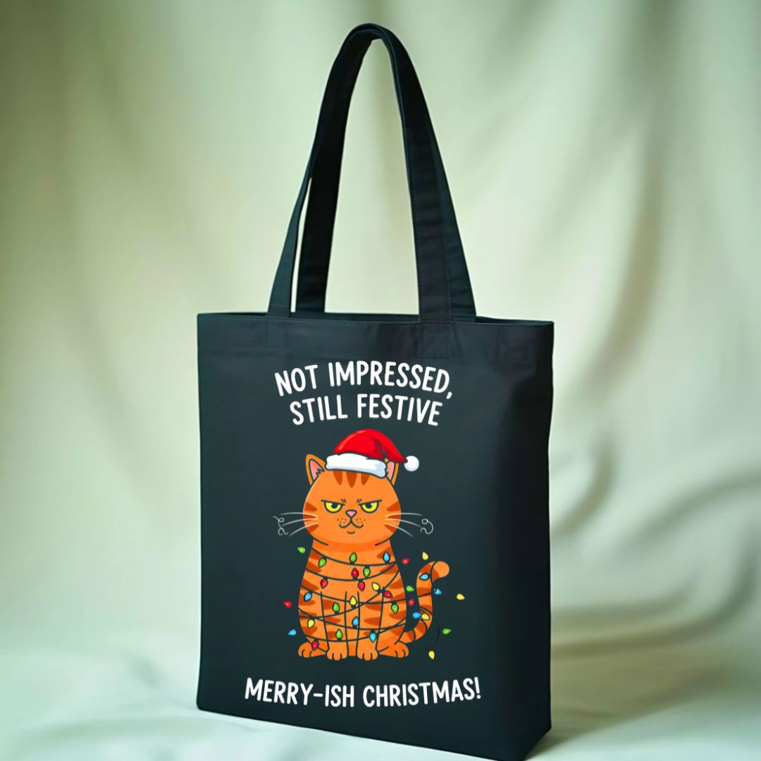 Not Impressed Tote Bag with bold sarcastic text