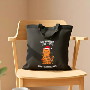 Not Impressed Tote Bag with bold sarcastic text