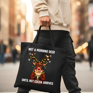 Not a Morning Deer pun tote bag with cute deer design