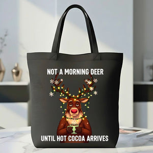 Not a Morning Deer pun tote bag with cute deer design