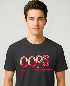 Oops Typographical Meme Funny Tee – Funny typo meme t-shirt with bold “Oops” text design.