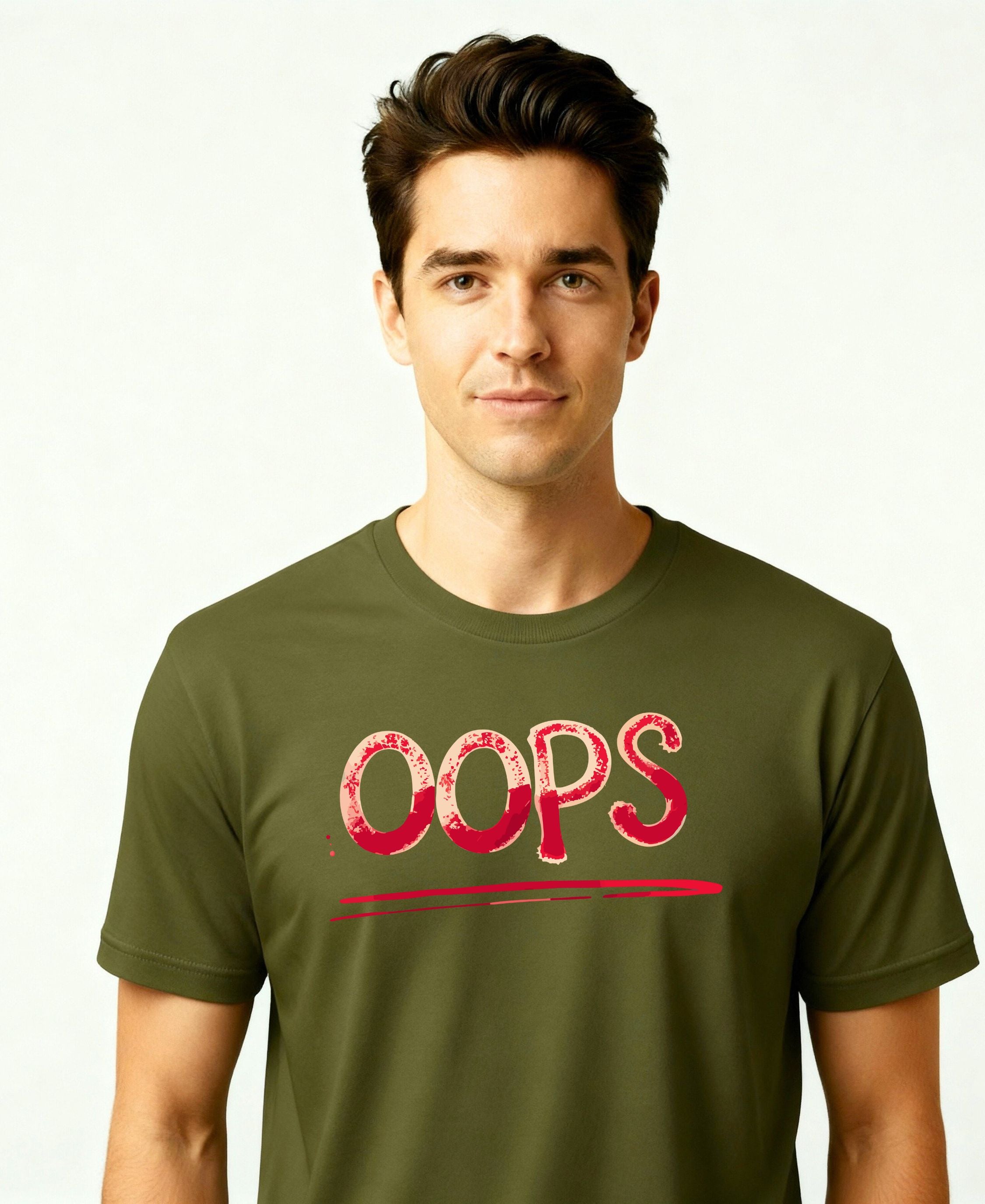 Oops Typographical Meme Funny Tee – Funny typo meme t-shirt with bold “Oops” text design.
