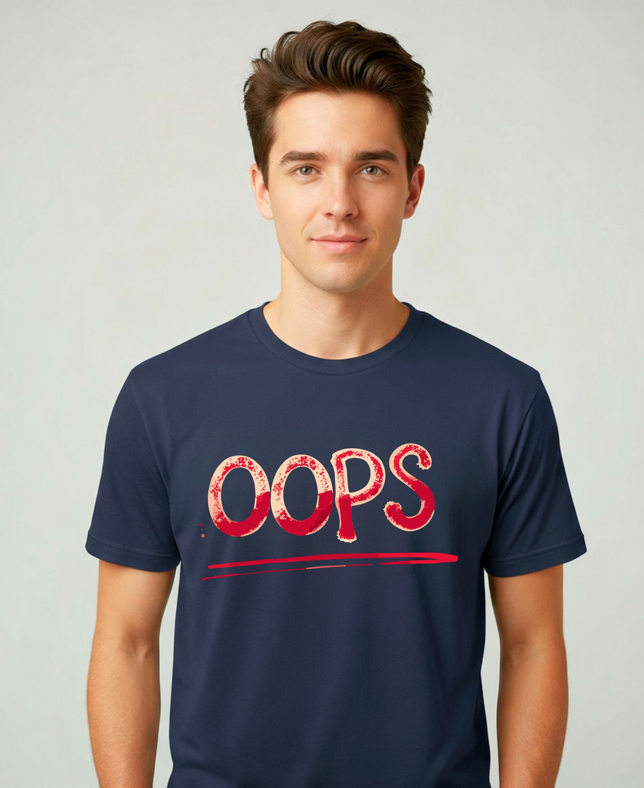 Oops Typographical Meme Funny Tee – Funny typo meme t-shirt with bold “Oops” text design.