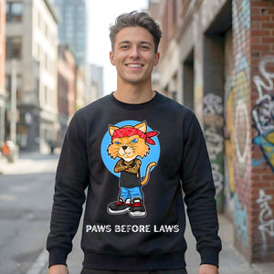 Paws Before Laws crewneck sweatshirt streetwear graphic by Memez Store