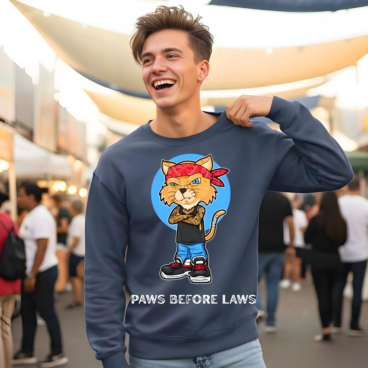 Paws Before Laws crewneck sweatshirt streetwear graphic by Memez Store