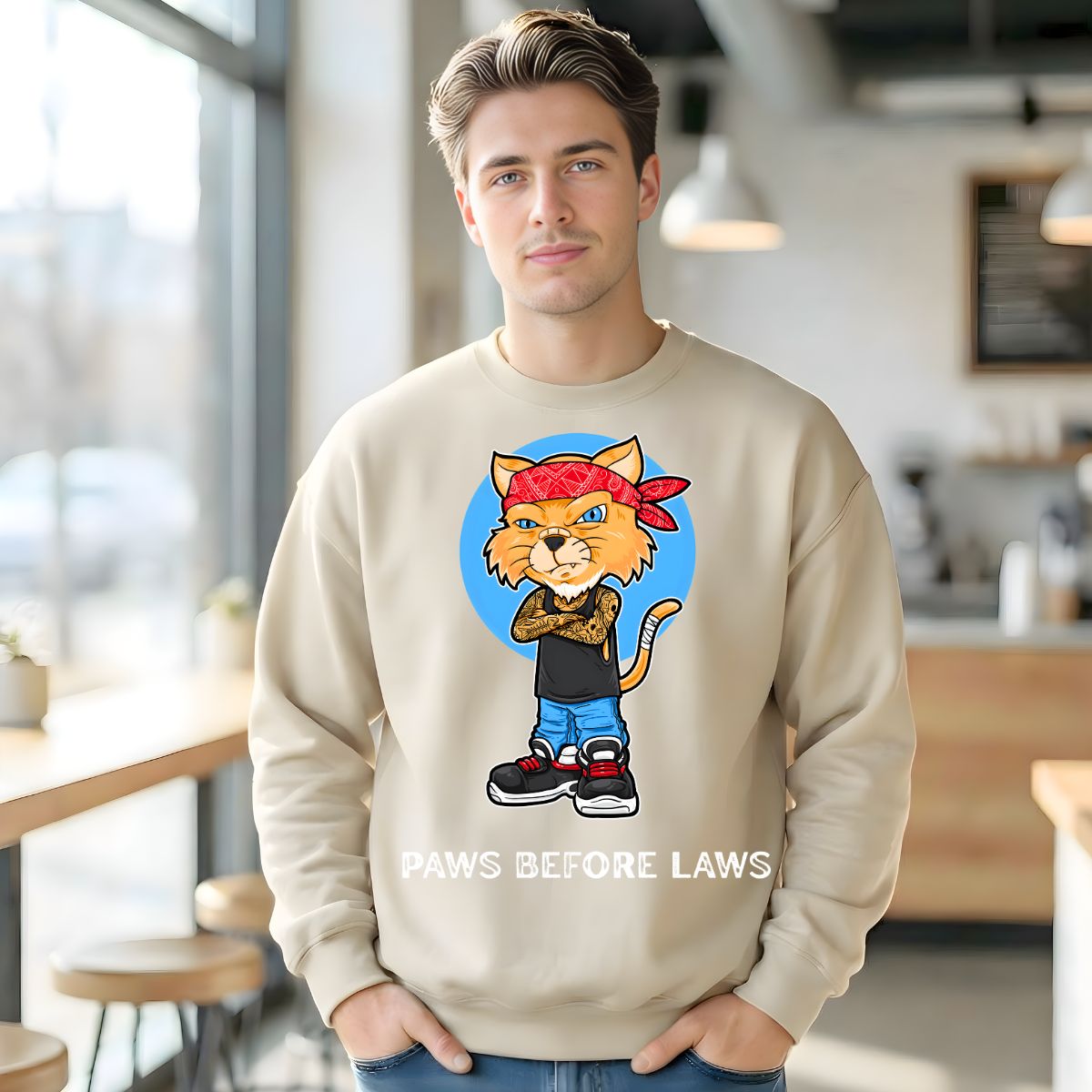 Paws Before Laws crewneck sweatshirt streetwear graphic by Memez Store