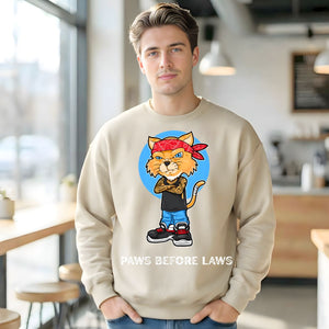 Paws Before Laws crewneck sweatshirt streetwear graphic by Memez Store