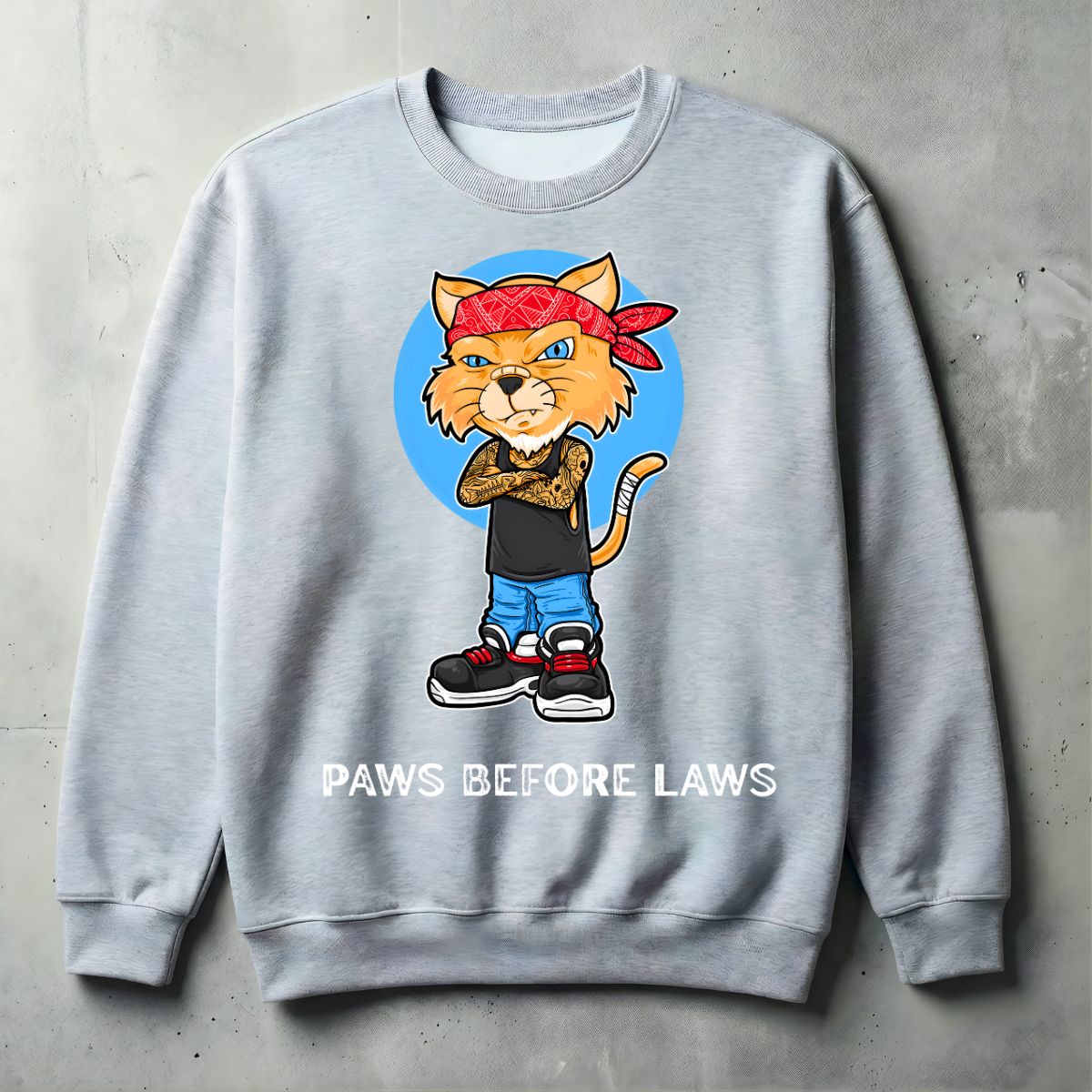Paws Before Laws crewneck sweatshirt streetwear graphic by Memez Store