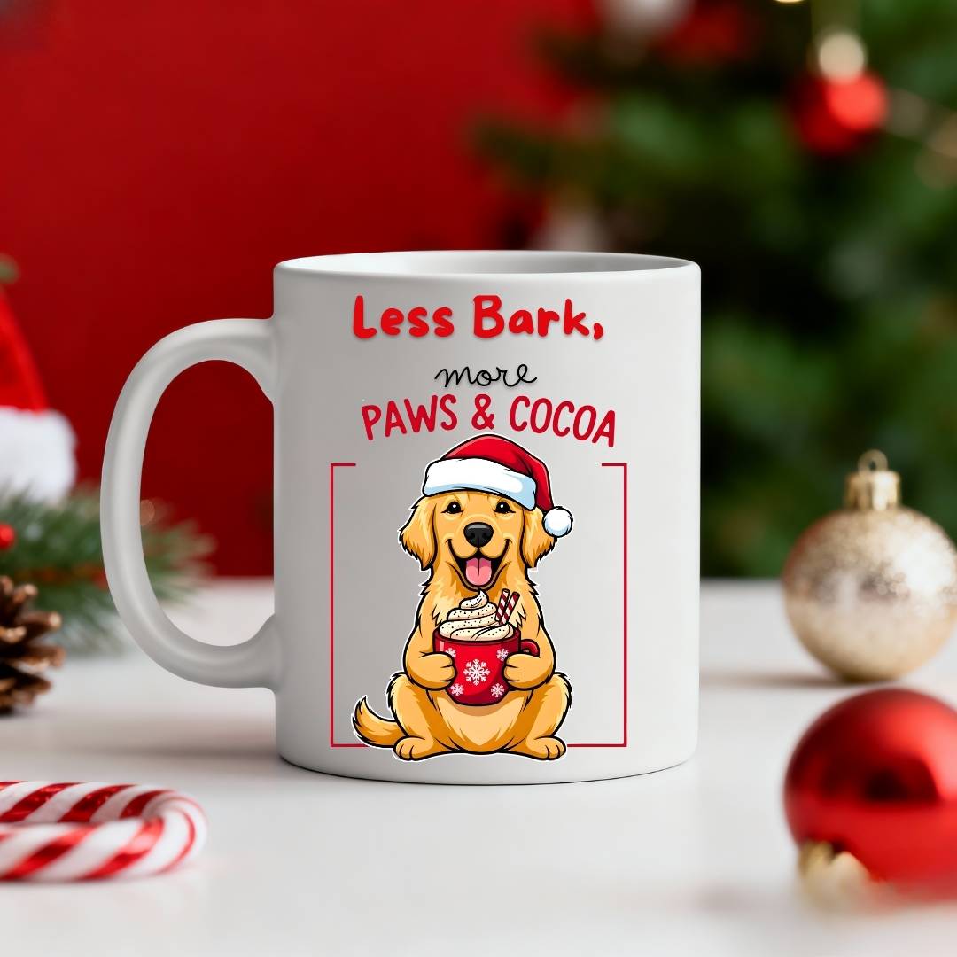 Paws & Cocoa Coffee Mug – cute Christmas meme mug with cat and dog design, cozy ceramic cup for animal lovers by Memez.Store