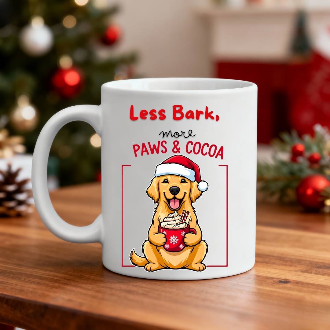 Paws & Cocoa Coffee Mug – cute Christmas meme mug with cat and dog design, cozy ceramic cup for animal lovers by Memez.Store