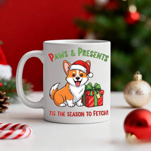 Paws & Presents Coffee Mug – cute Christmas pet lover ceramic mug with funny meme design by Memez.Store.