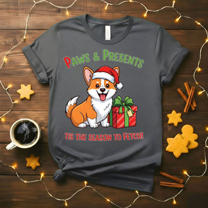 Paws &amp; Presents Christmas funny pet lover t-shirt