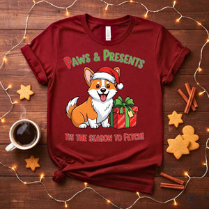 Paws &amp; Presents Christmas funny pet lover t-shirt