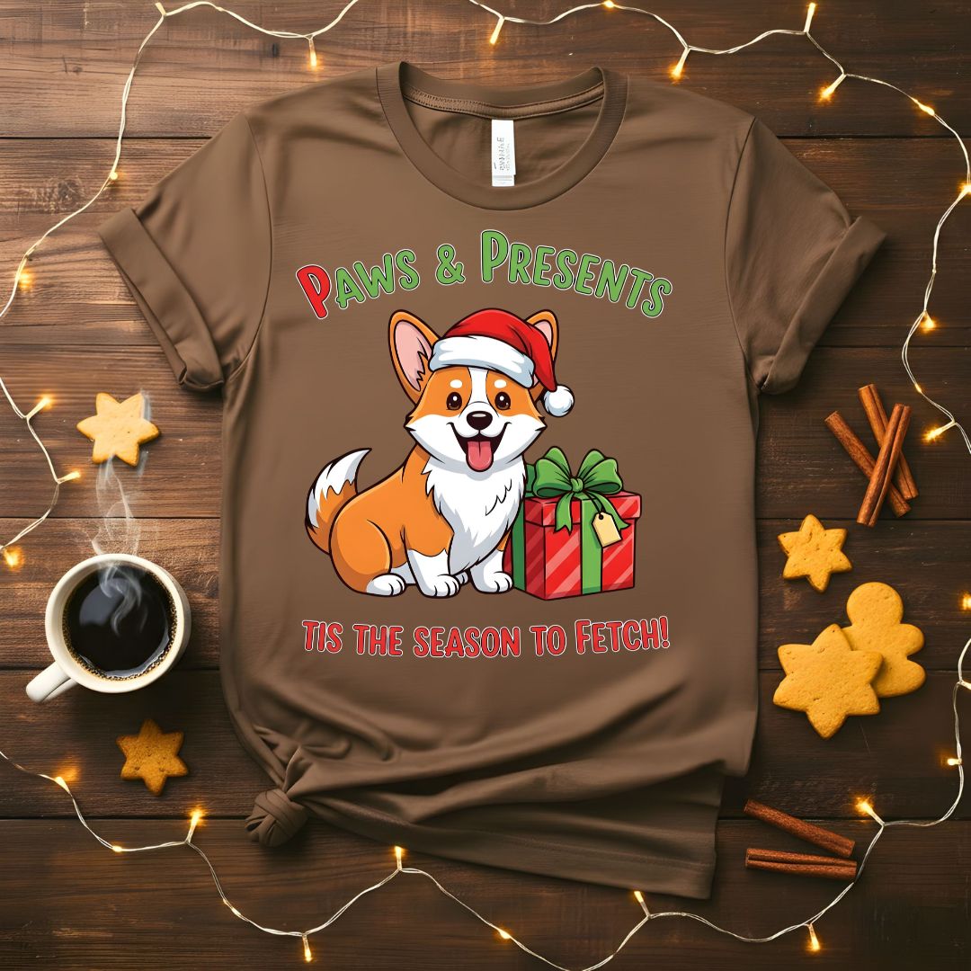Paws &amp; Presents Christmas funny pet lover t-shirt