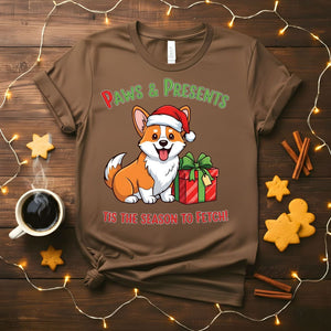 Paws &amp; Presents Christmas funny pet lover t-shirt