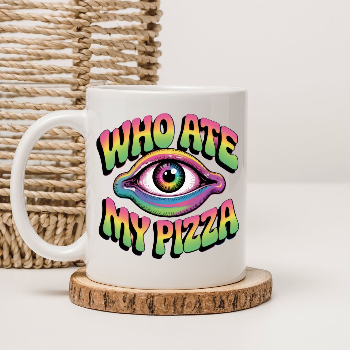 Memez Store Who Ate My Pizza ceramic coffee cup 11oz and 15oz