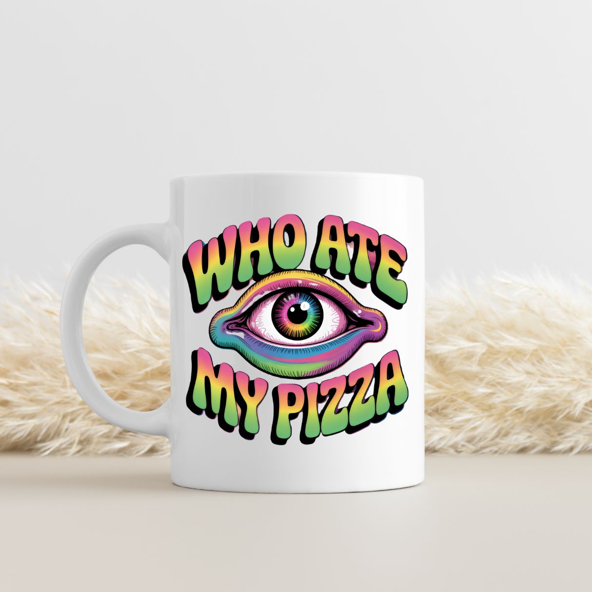Memez Store Who Ate My Pizza ceramic coffee cup 11oz and 15oz
