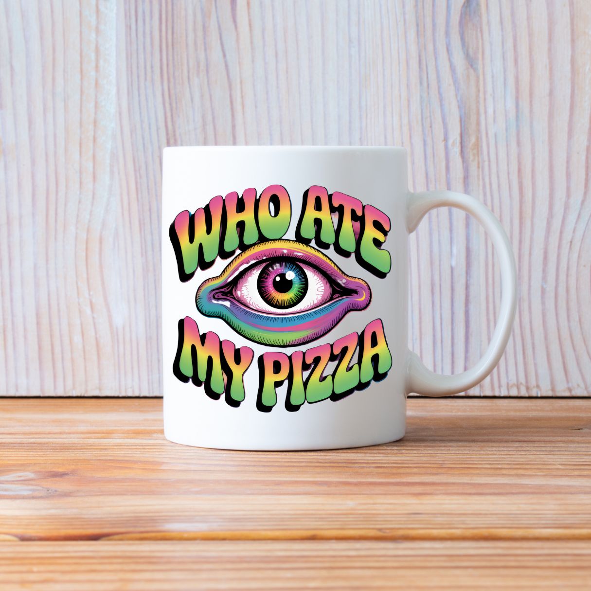 Memez Store Who Ate My Pizza ceramic coffee cup 11oz and 15oz