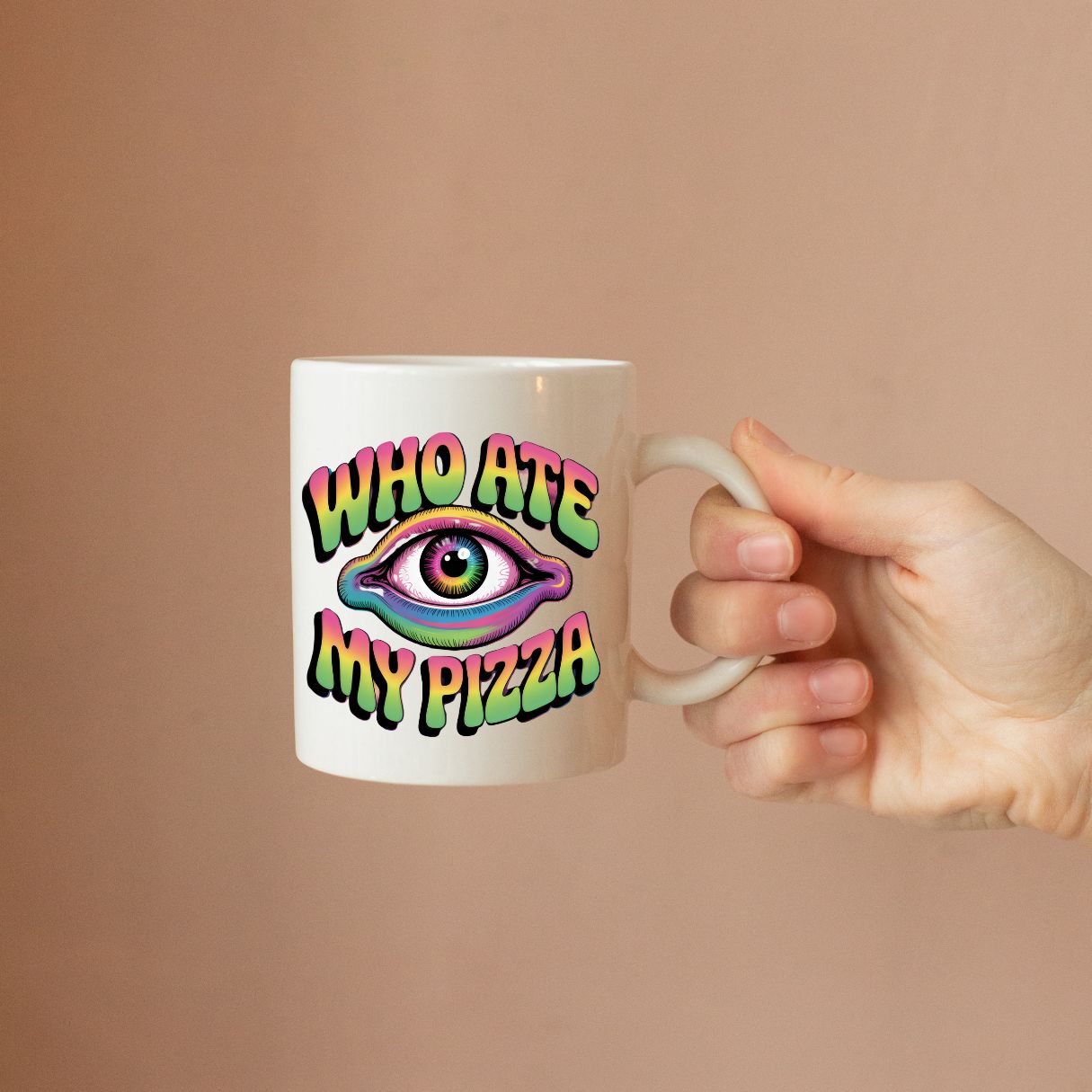 Memez Store Who Ate My Pizza ceramic coffee cup 11oz and 15oz