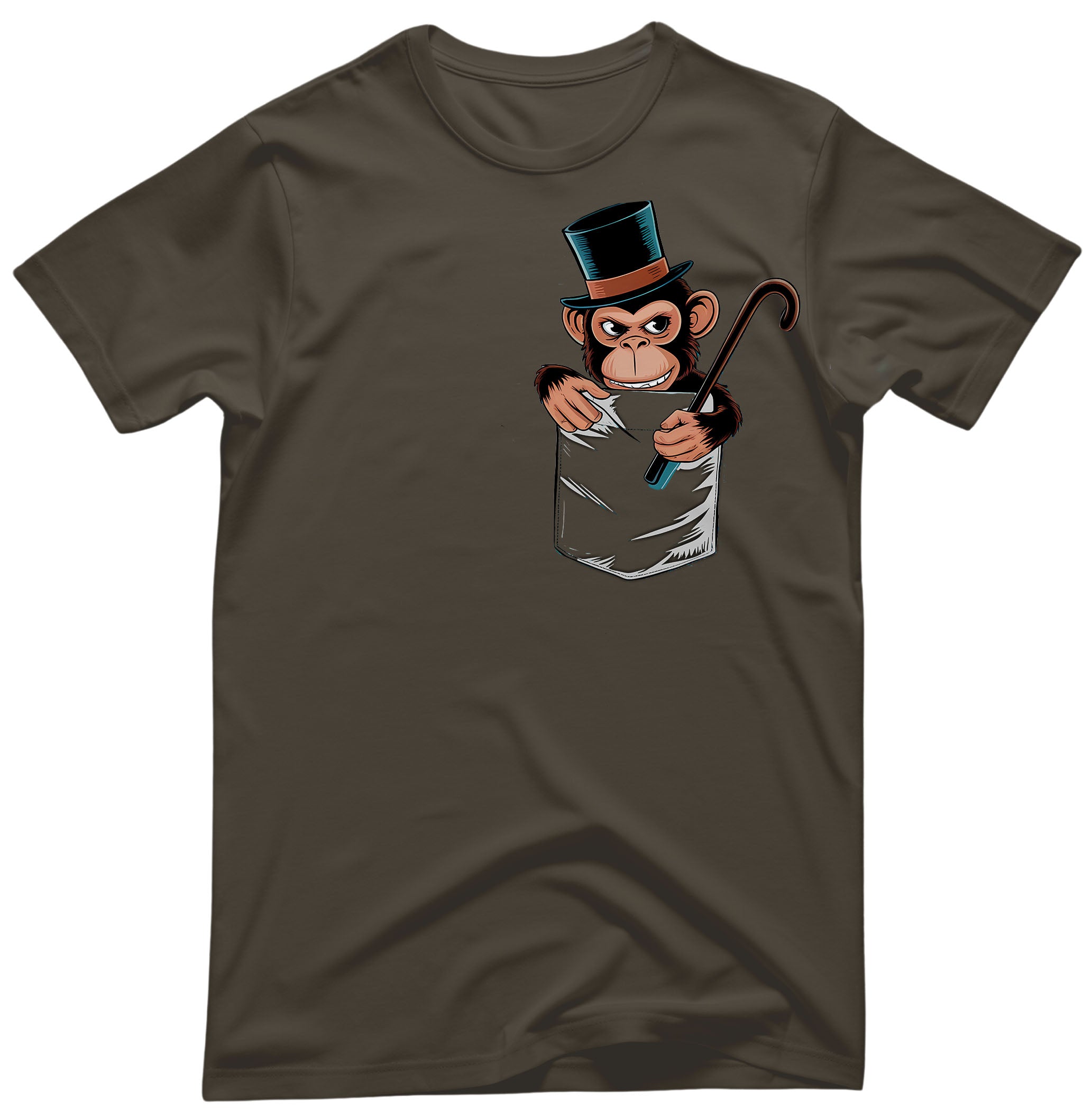 Pocket Monkey Hat Tee - Primate Humor Apparel | Memez Store