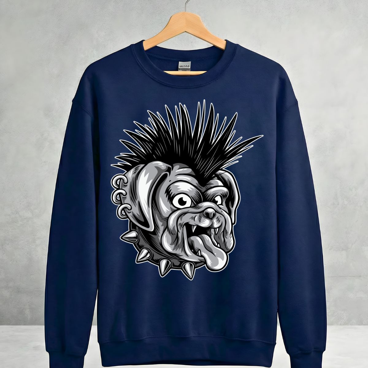 Punk Streetwear Crewneck Sweatshirt black bold graphic front