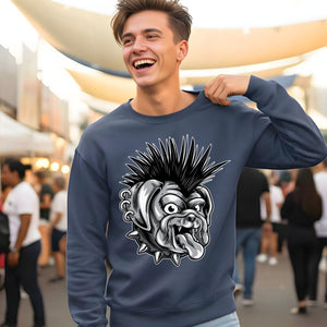 Punk Streetwear Crewneck Sweatshirt black bold graphic front