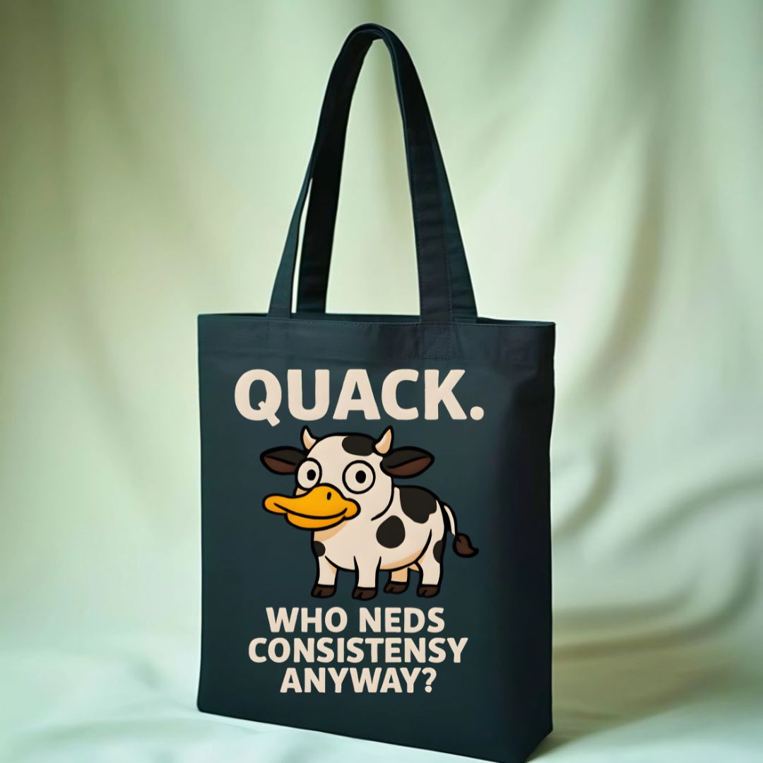 Quank Tote Bag with duck goose hybrid meme design