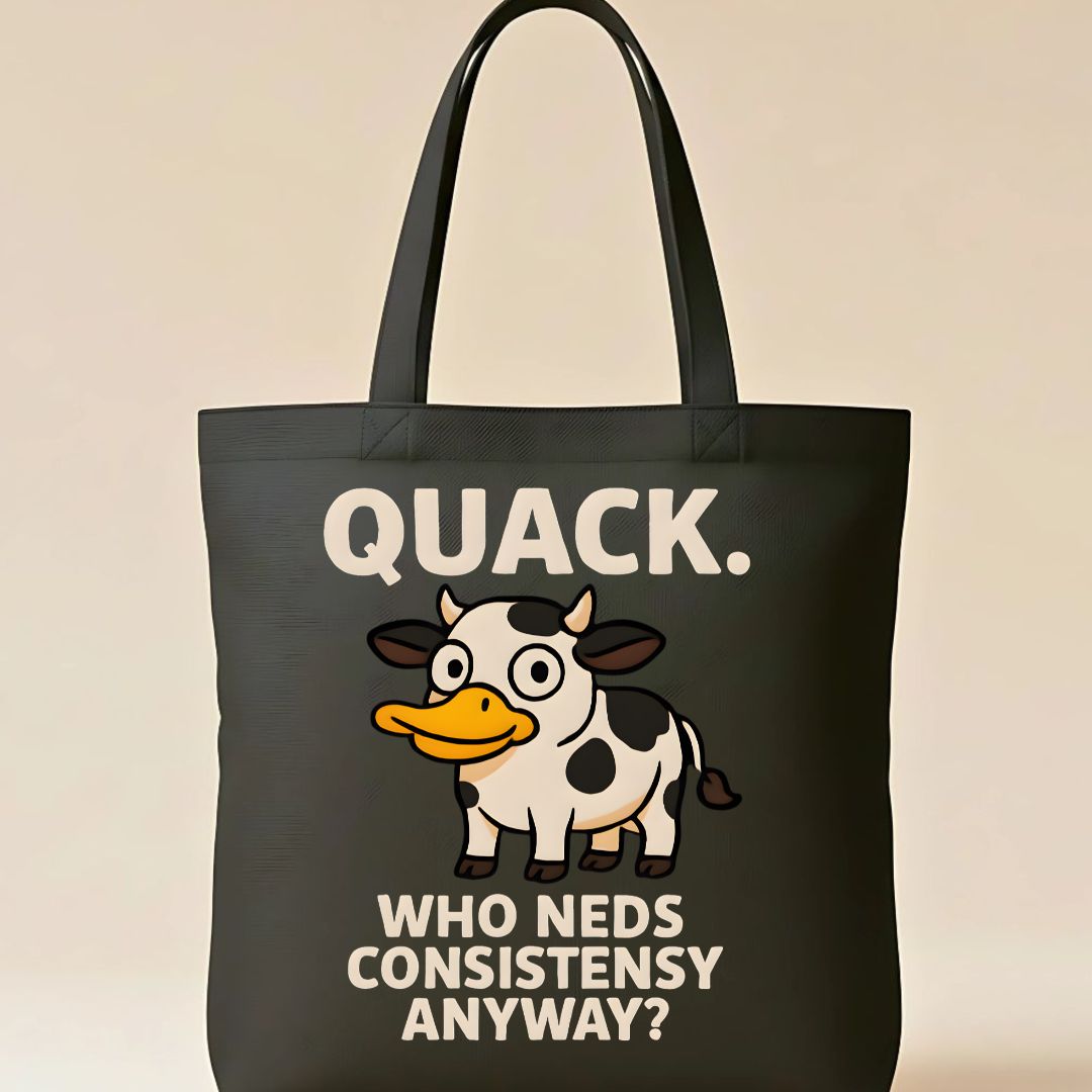 Quank Tote Bag with duck goose hybrid meme design