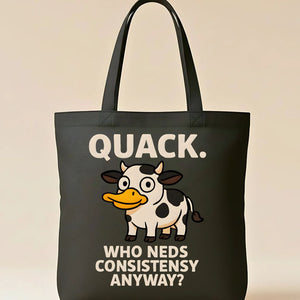 Quank Tote Bag with duck goose hybrid meme design